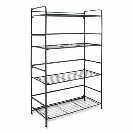 DENDESIGNS Metal Flip Four-Shelf Unit, Black DE3205581